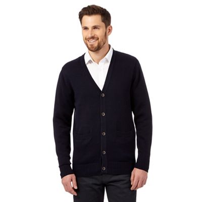 Navy plain knitted cardigan